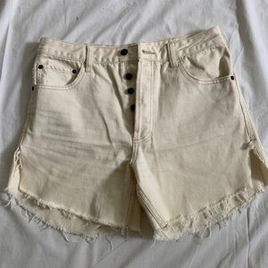 Free People White/Cream Denim Shorts
